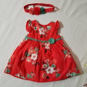 Gymboree Forest Sprouts 3-6 month dress headband set VGUC